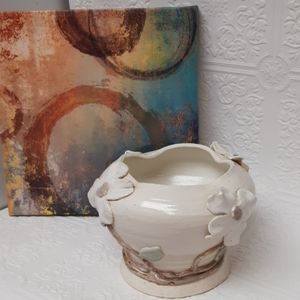 Hand Crafted Vase Flower pot GORGEOUS Odd Shaped Vessel Studio Pottery